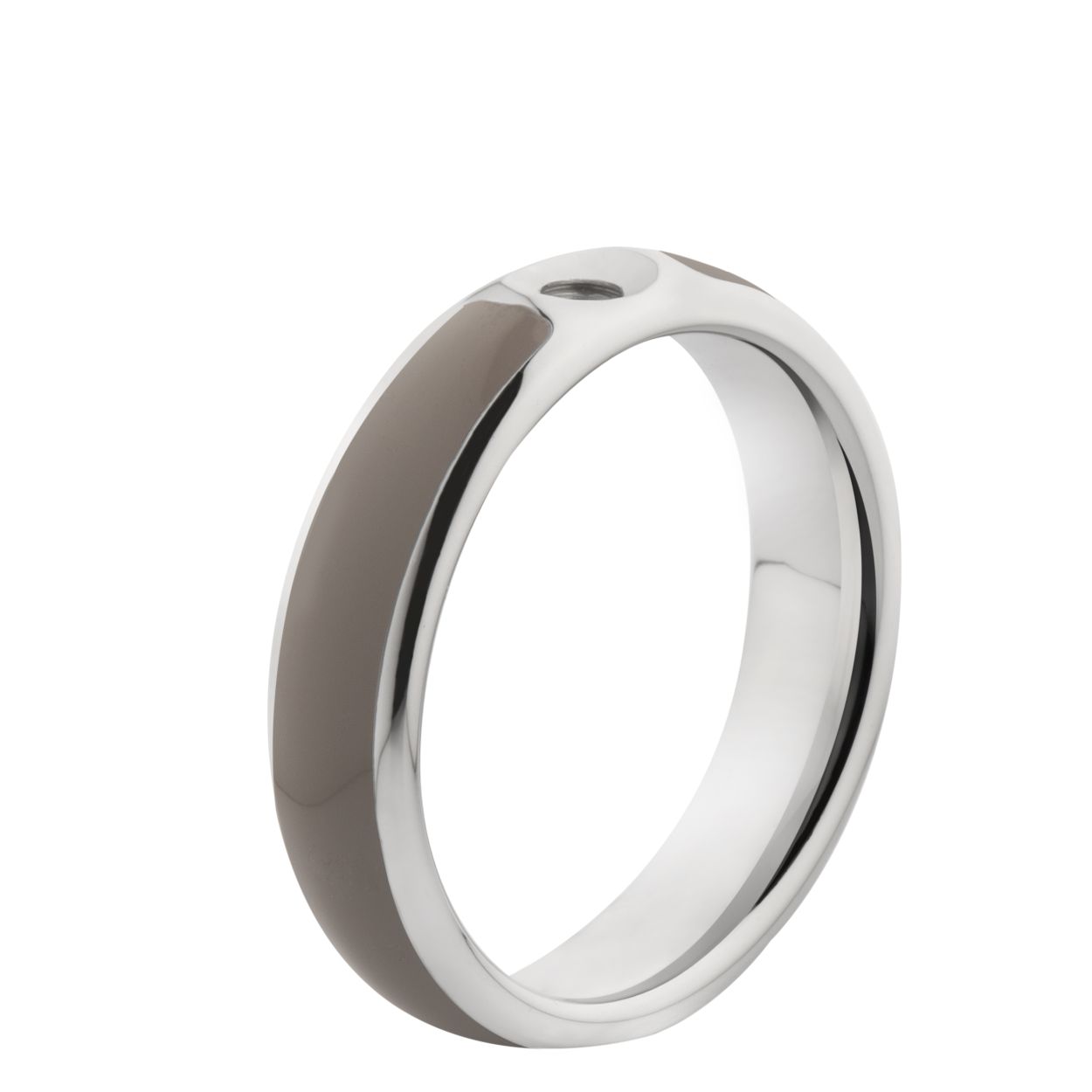 MelanO Twisted Tracy resin ring - dames - stainless steel + taupe resin - 5mm - maat 54
