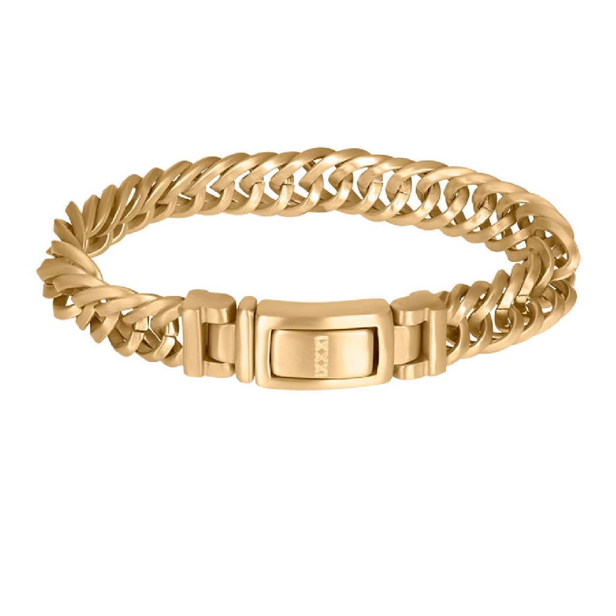 Deze armband is van het merk iXXXi Jewelry. Het herensieraad is goud van kleur. De armband is 220 millimeter.