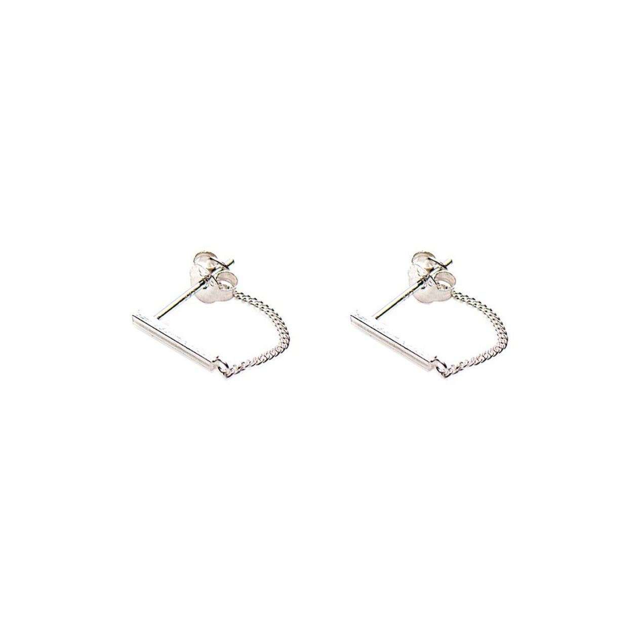 Karma Chain Tubes Square Silver earstuds 
(1)