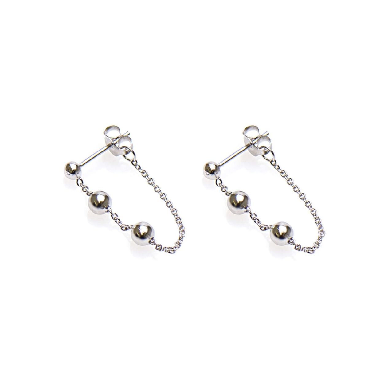 Karma oorbellen chain triple ball silver