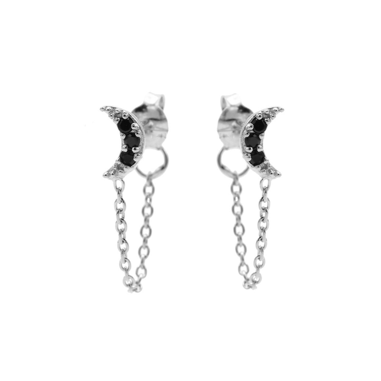 Chain Zwart Zirconia Moon Zilver EARSTUDS
(32)