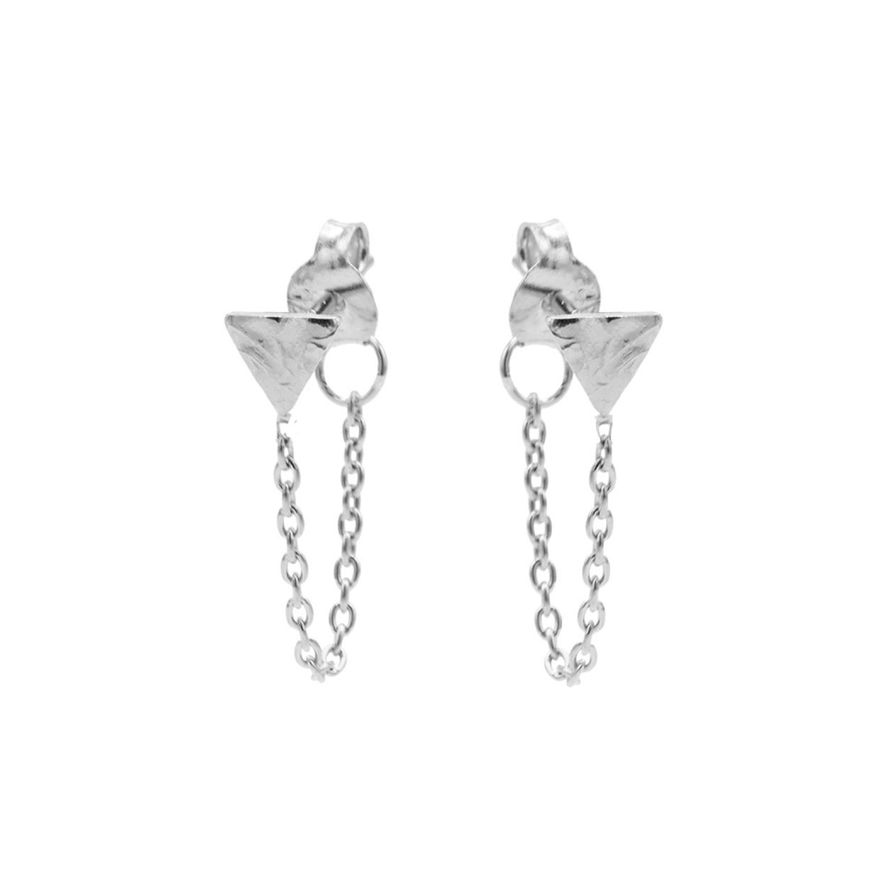Oorhangers Hammered Triangle Zilver
