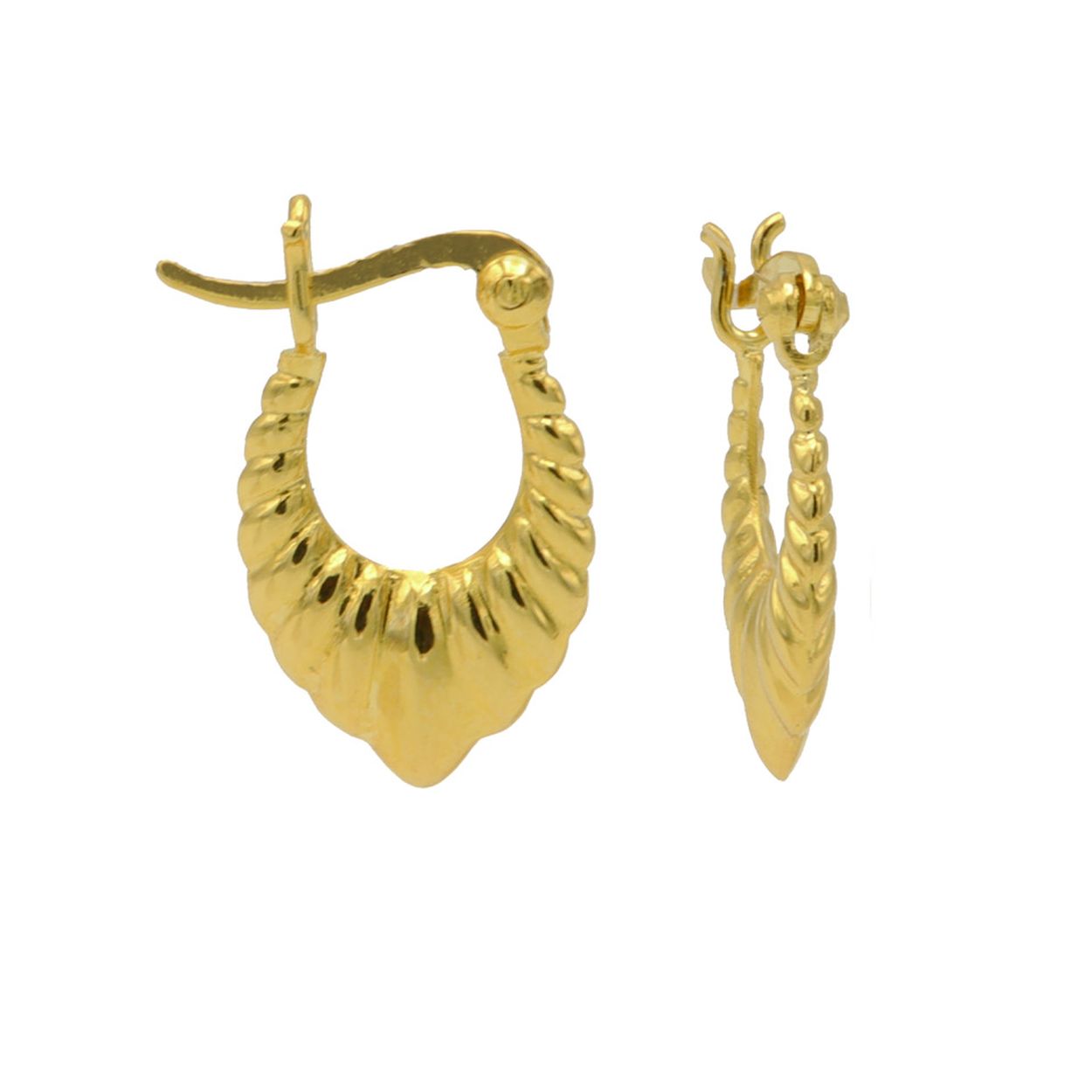 Plain Hoops Ribbled Drop Goldplated