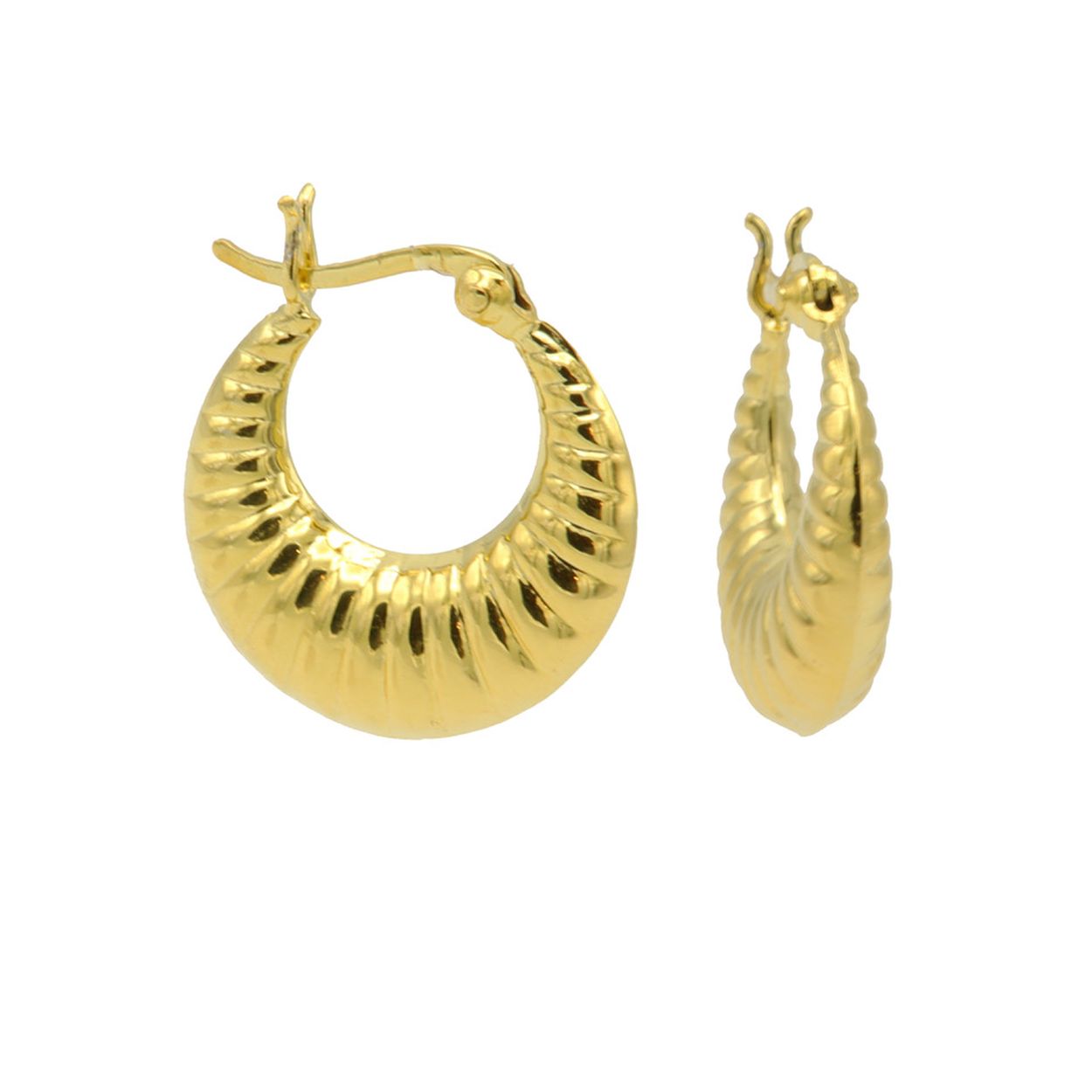 Plain Hoops Ribbled Round Goldplated 18MM