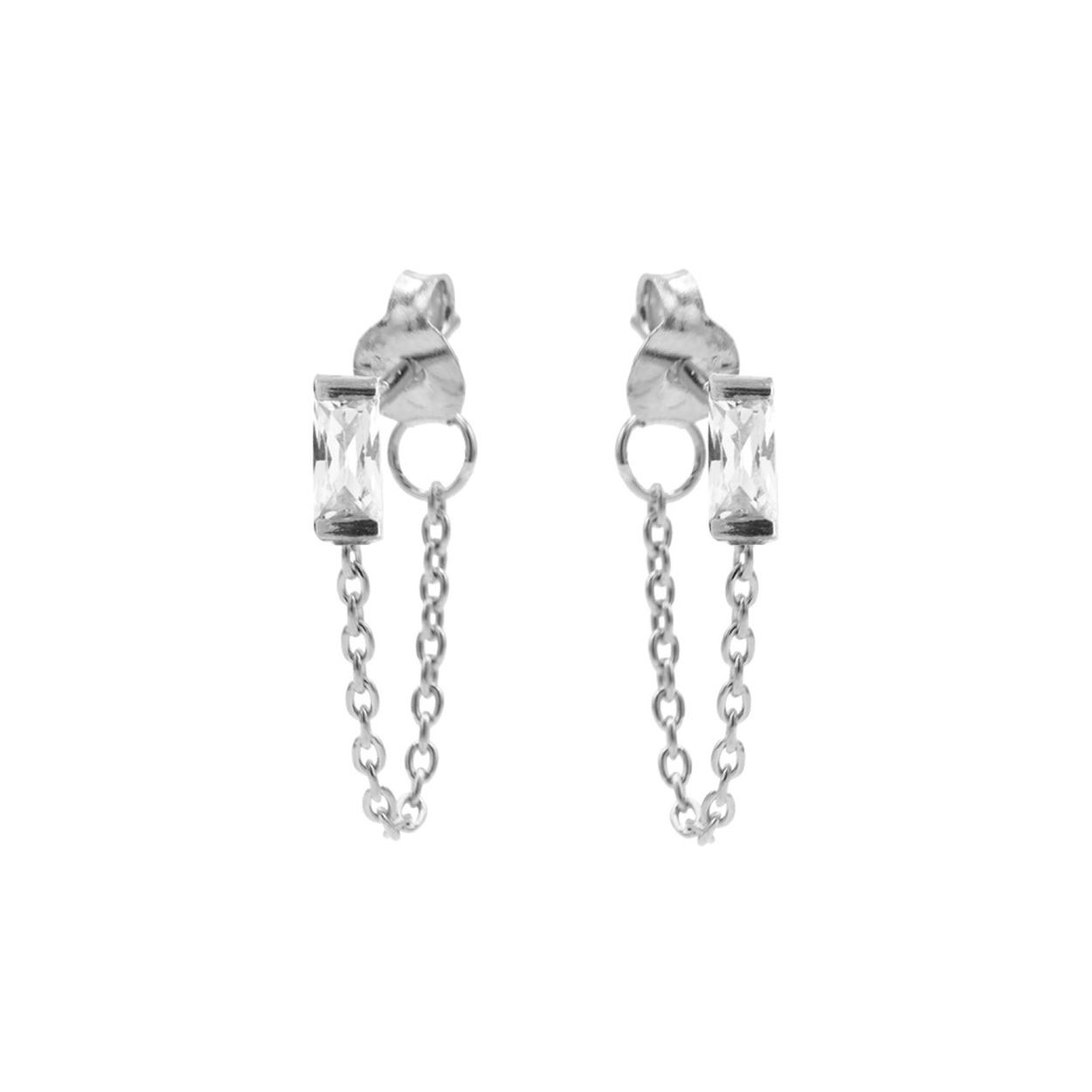 Chain Zirconia Single Square Silver
