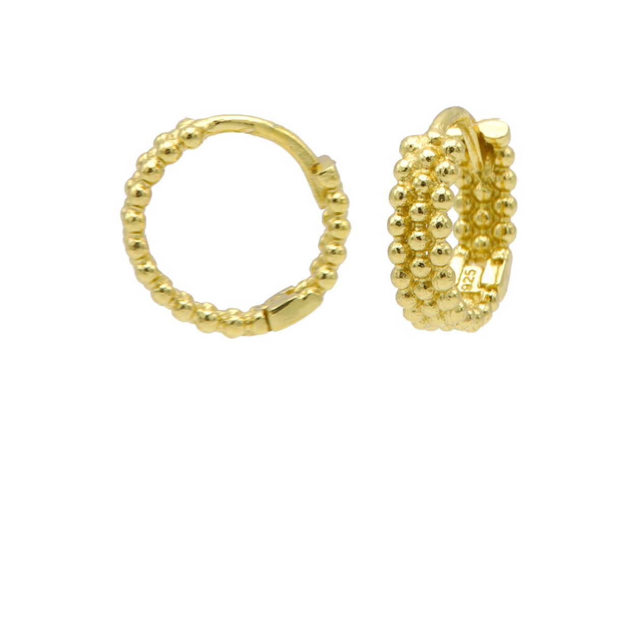 Plain Creolen Dots Rij 12MM Goud verguld