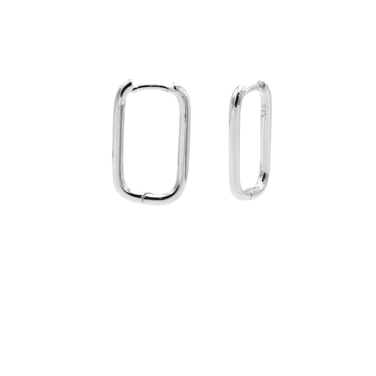 Zilveren oorring Plain Hinged Hoops Round Square Silver 20MM 