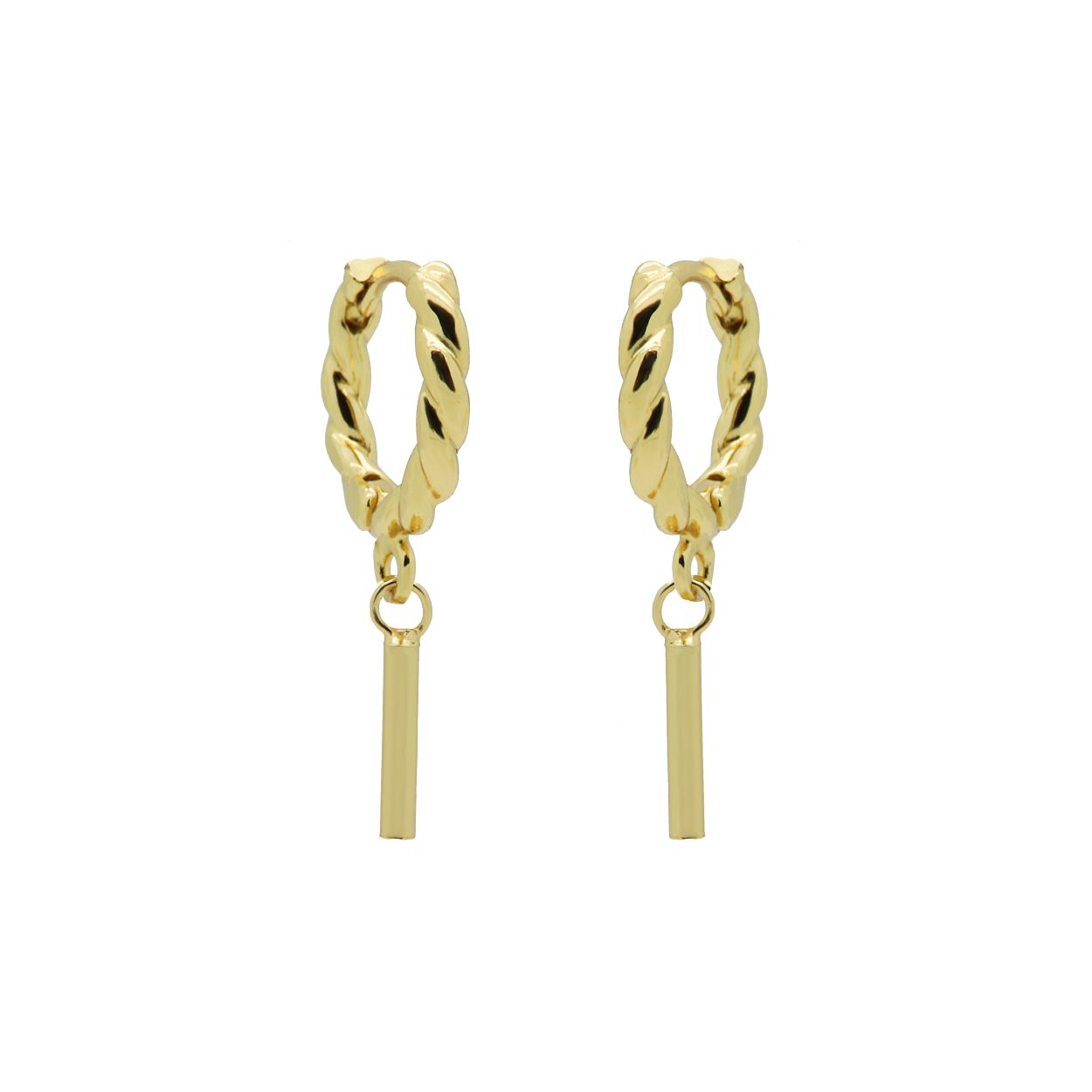 Hinged Twisted Hoops Symbols Round Tube GOLD PLATED