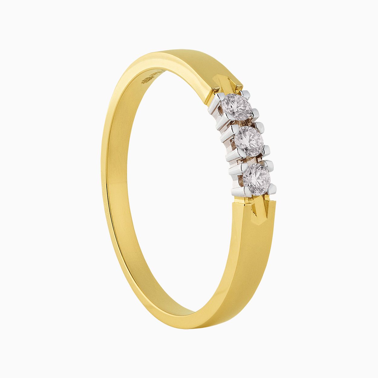 Eclat bi-color ring met 3 x 0.03crt diamant. De M404 alliance/ memoire ring is in allerlei varianten leverbaar. Van verschillende grote in diamant en in kleur stellingen van goud. Vraag naar de mogelijkheden. 