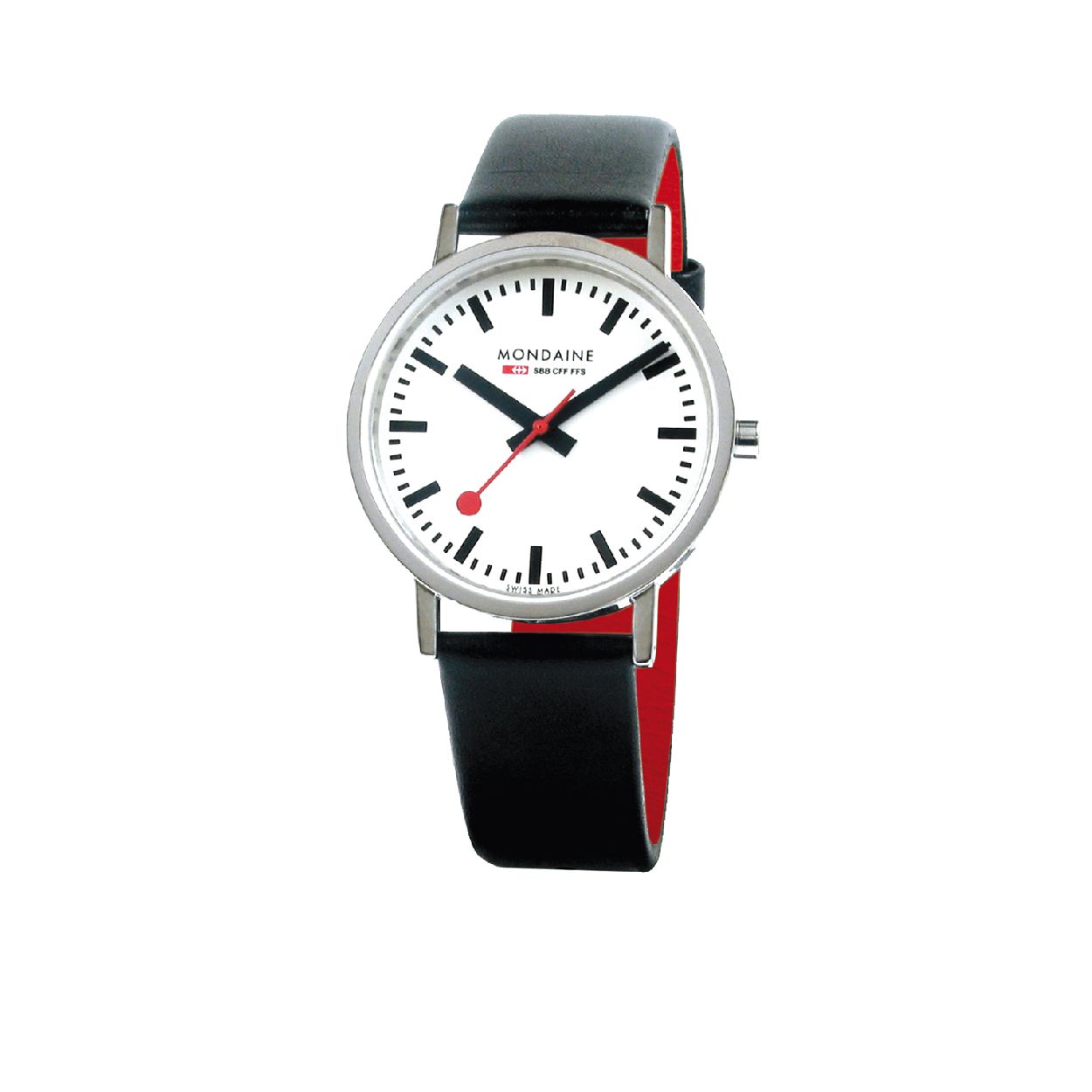 Mondaine - Classic, Polshorloge, Quartz, Leer, Zwart, 36 mm - M660.30314.11SBB
