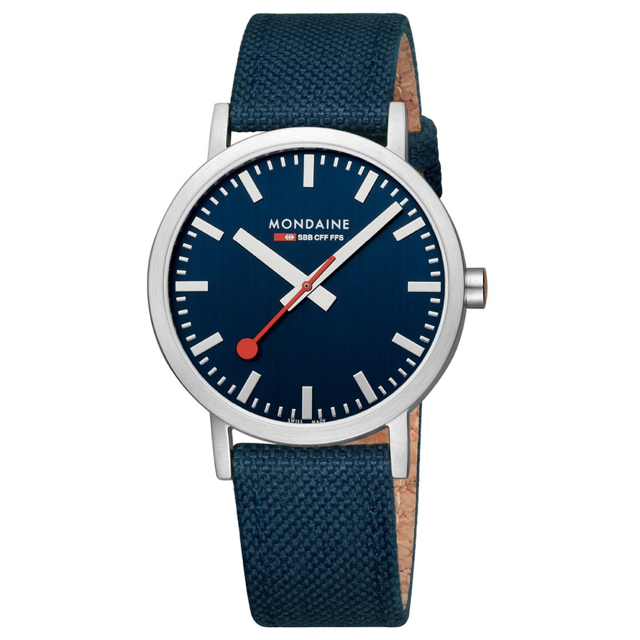 Mondaine M660.30360.40SBD Horloge - Textiel - Blauw - 40mm