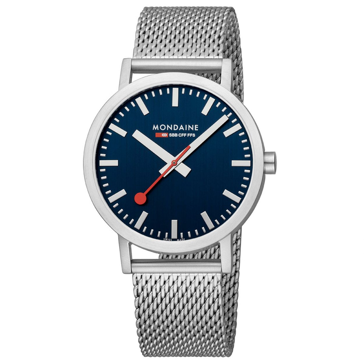 Mondaine M660.30360.40SBJ Horloge - Mesh - Blauw - 40mm