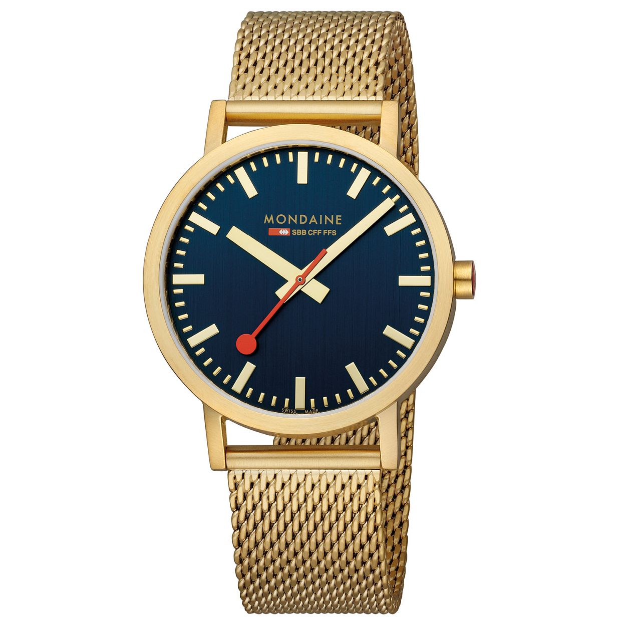 Mondaine M660.30360.40SBM Horloge - Milanees - Blauw - 40mm