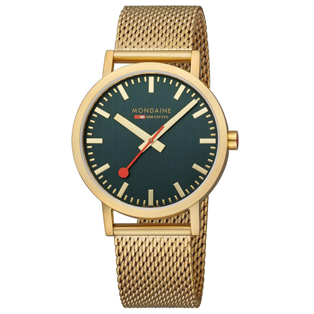 Mondaine M660.30360.60SBM Horloge - Milanees - Groen - 40mm