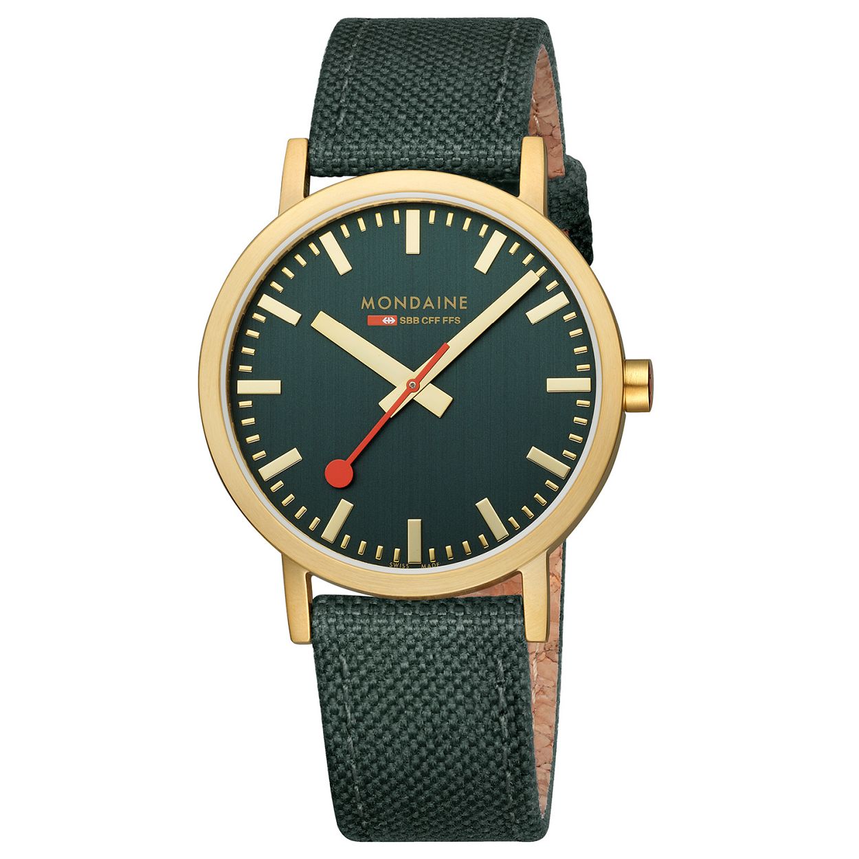 Mondaine M660.30360.60SBS Horloge - Textiel - Groen - 40mm
