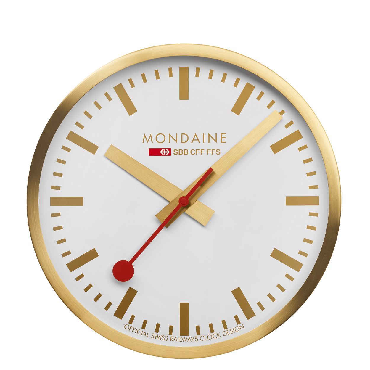 Mondaine M990.CLOCK.18SBG Clock 25cm
Deze unieke Mondaine klok met nummer: M990.CLOCK.18SBG kenmerkt zich door de goudkleurige ronde kast met strakke rand. Op de witte wijzerplaat zijn de uren en minuten strepen duidelijk zichtbaar met als blikvanger de rode secondewijzer, net als een stationsklok. De secondewijzer loopt vloeiend over het uurwerk en dit geeft een luxe uitstraling dat prima past bij een Zwitsers uurwerk.

Het Merk:
The Official Swiss Railway Watch. Gebaseerd op de offici�le stationsklok van de Zwitserse spoorwegen, is 30 jaar geleden de horlogelijn onder het merk Mondaine opgezet. Zwitserse kwaliteitsuurwerken, net zo punctueel als de Zwitserse treinen. Een echte design klassieker met een unieke wijzerplaat en de wereldberoemde rode secondewijzer met bolletje. Herkenbaar uit duizenden.

Specificaties:
- Mineraalglas
- Witte wijzerplaat
- Swiss Made?
- 3 ATM (Regen- & spatwaterdicht)
- � 25cm ?
- EAN: 7611382602381