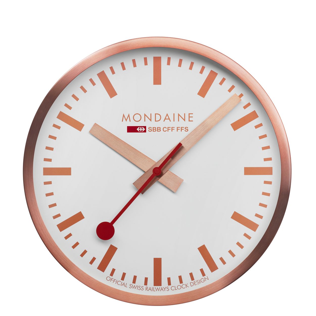 Mondaine M990.CLOCK.18SBK Clock 25cm
Deze unieke Mondaine klok met nummer: M990.CLOCK.18SBK kenmerkt zich door de rosékleurige ronde kast met strakke rand. Op de witte wijzerplaat zijn de uren en minuten strepen duidelijk zichtbaar met als blikvanger de rode secondewijzer, net als een stationsklok. De secondewijzer loopt vloeiend over het uurwerk en dit geeft een luxe uitstraling dat prima past bij een Zwitsers uurwerk.

Het Merk:
The Official Swiss Railway Watch. Gebaseerd op de officiële stationsklok van de Zwitserse spoorwegen, is 30 jaar geleden de horlogelijn onder het merk Mondaine opgezet. Zwitserse kwaliteitsuurwerken, net zo punctueel als de Zwitserse treinen. Een echte design klassieker met een unieke wijzerplaat en de wereldberoemde rode secondewijzer met bolletje. Herkenbaar uit duizenden.

Specificaties:
- Mineraalglas
- Witte wijzerplaat
- Swiss Made
- 3 ATM (Regen- & spatwaterdicht)
- Ø 25cm