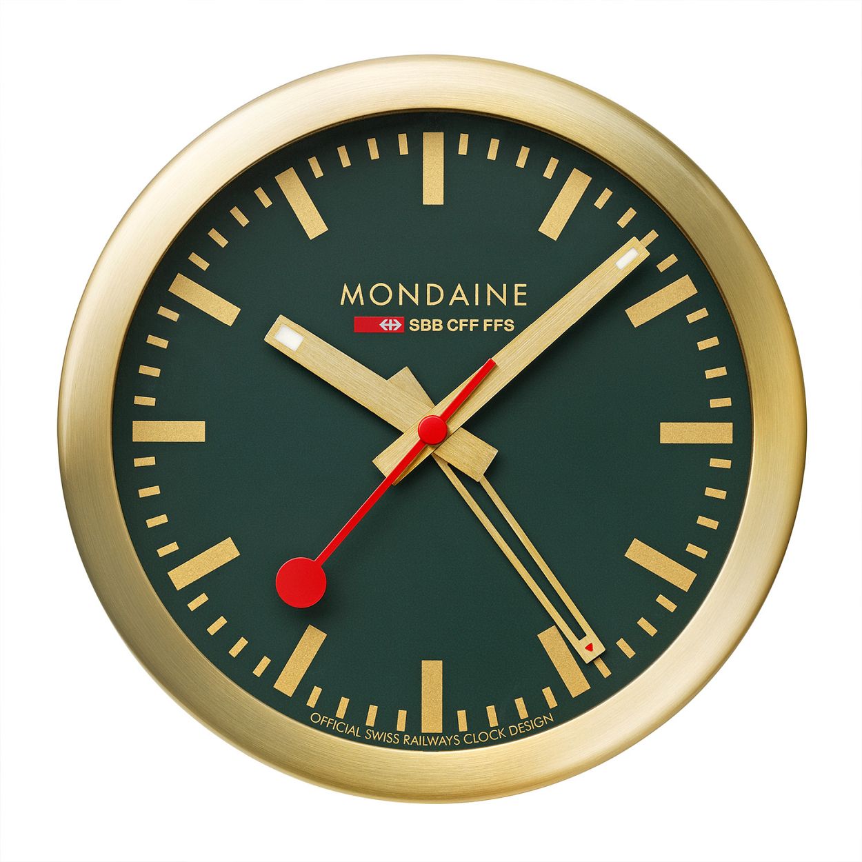 Mondaine M997.MCAL.66SBG Alarm klok - Goudkleurig - Groen - 125mm