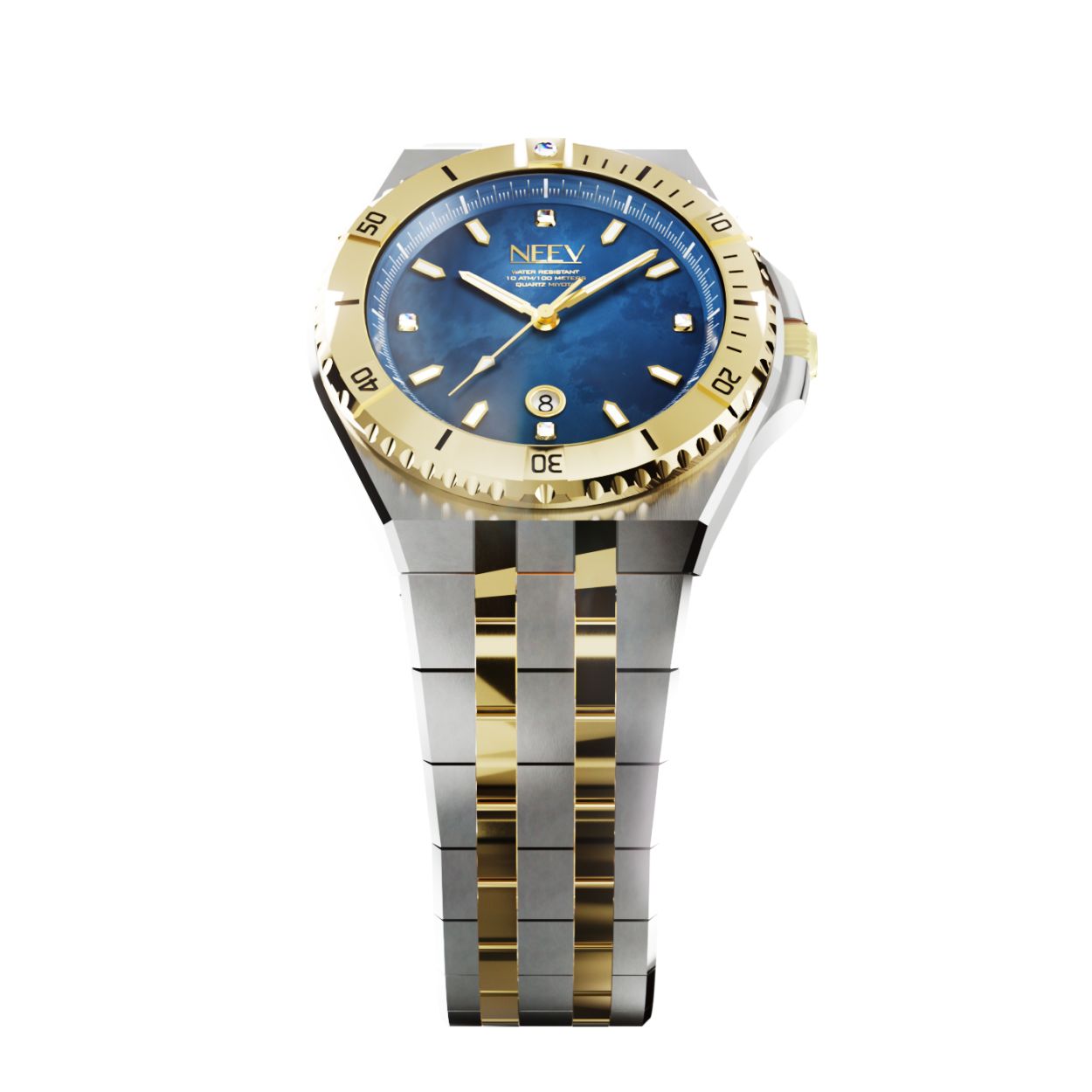 De Date34 is ons nieuwste model. Dit 34mm dameshorloge is er in 14 varianten. Dit nieuwe model is standaard uitgevoerd met 5 Swarovski stenen, hoogwaardig staal, saffierglas met AR coating en een parelmoer wijzerplaat.