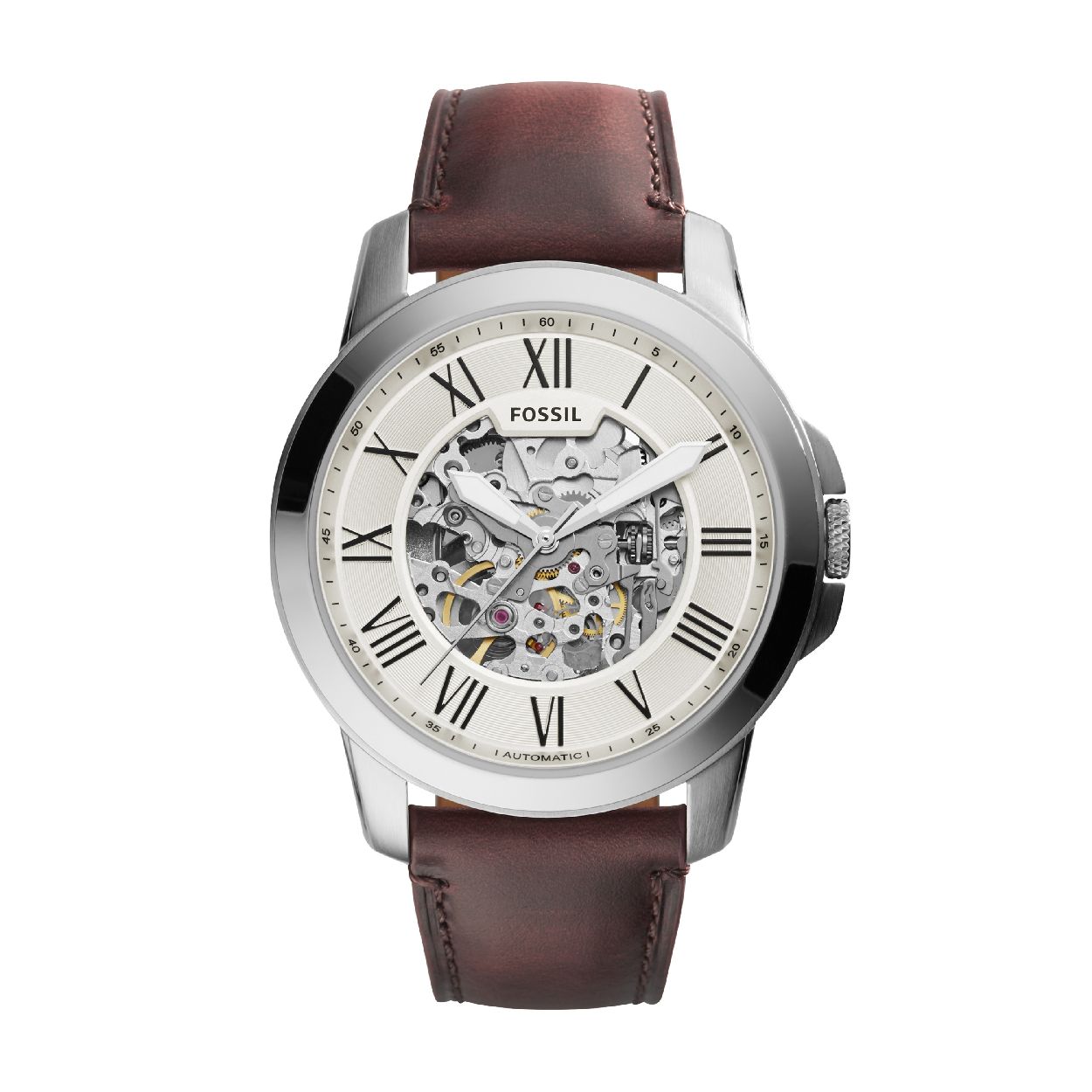 Dit herenhorloge is van het merk Fossil. Het is een  horloge met een band gemaakt van leer. De diameter van de kast is 44 mm.
De verdere specificaties van het horloge zijn als volgt:
Bandbreedte (mm): 22
Kastmateriaal: edelstaal
Techniek: automatisch