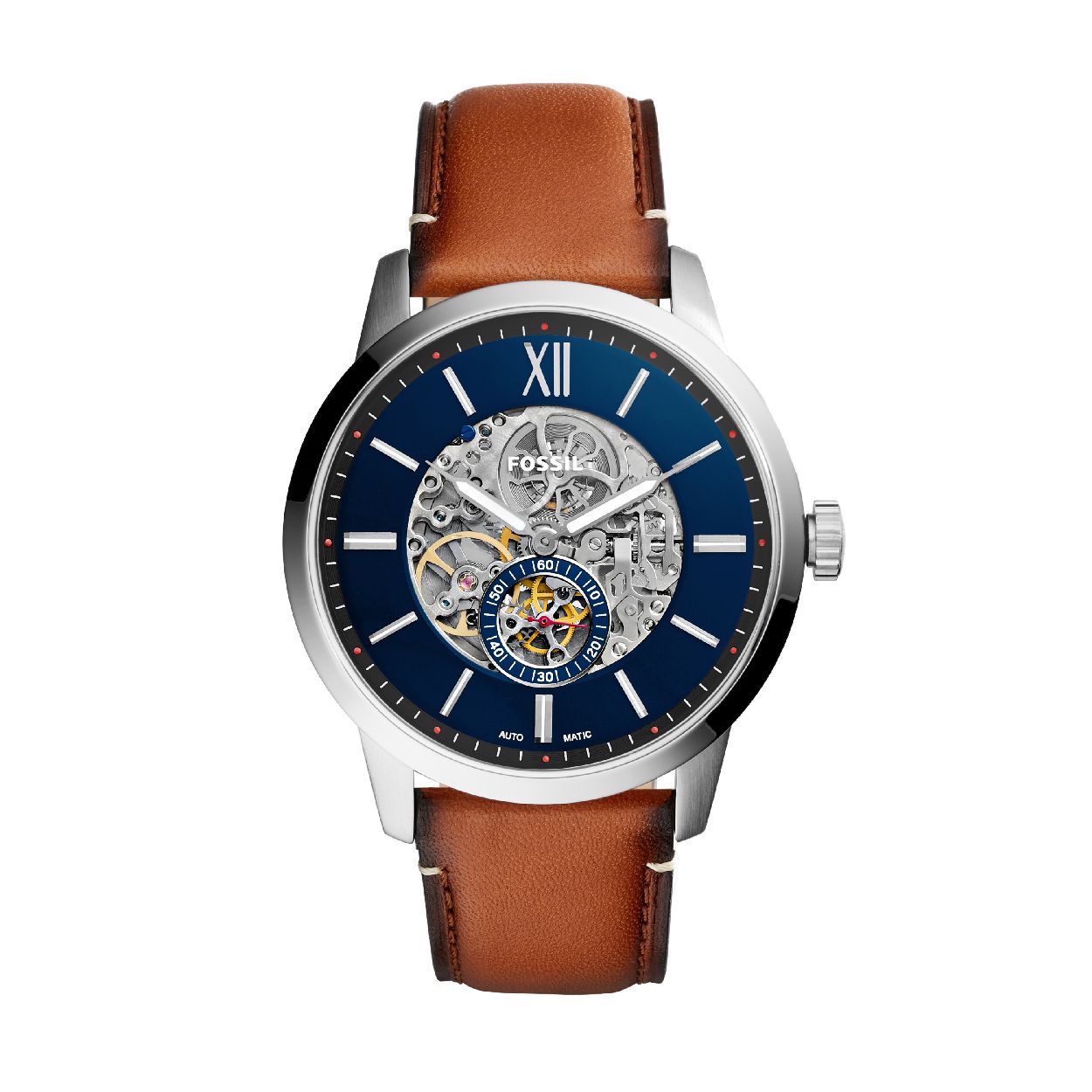Dit herenhorloge is van het merk Fossil. Het is een  horloge met een band gemaakt van leer. De diameter van de kast is 48 mm.
De verdere specificaties van het horloge zijn als volgt:
Bandbreedte (mm): 24
Kastmateriaal: edelstaal
Techniek: automatisch