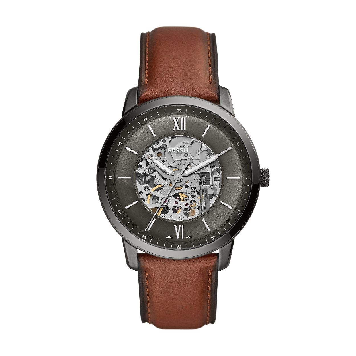 Dit herenhorloge is van het merk Fossil. Het is een  horloge met een band gemaakt van leer. De diameter van de kast is 44 mm.
De verdere specificaties van het horloge zijn als volgt:
Bandbreedte (mm): 22
Kastmateriaal: edelstaal
Techniek: automatisch