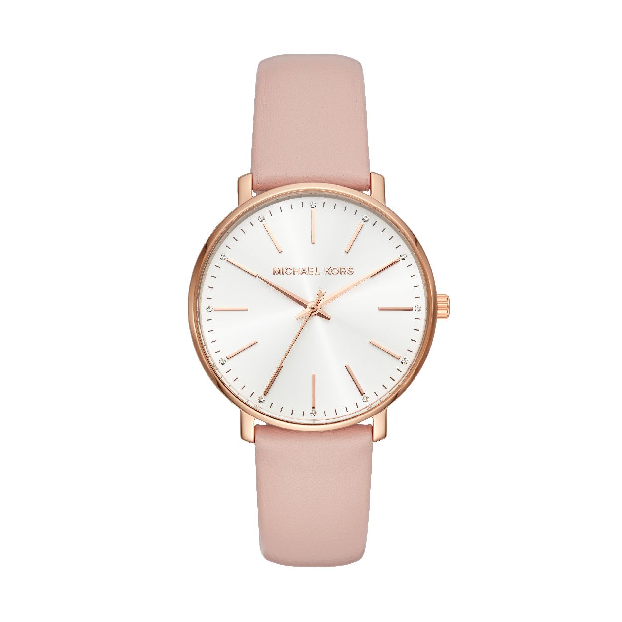 Dit dameshorloge is van het merk Michael Kors. Het is een  horloge met een band gemaakt van leer. De diameter van de kast is 38 mm.
De verdere specificaties van het horloge zijn als volgt:
Bandbreedte (mm): 18
Kastmateriaal: edelstaal
Techniek: quartz
