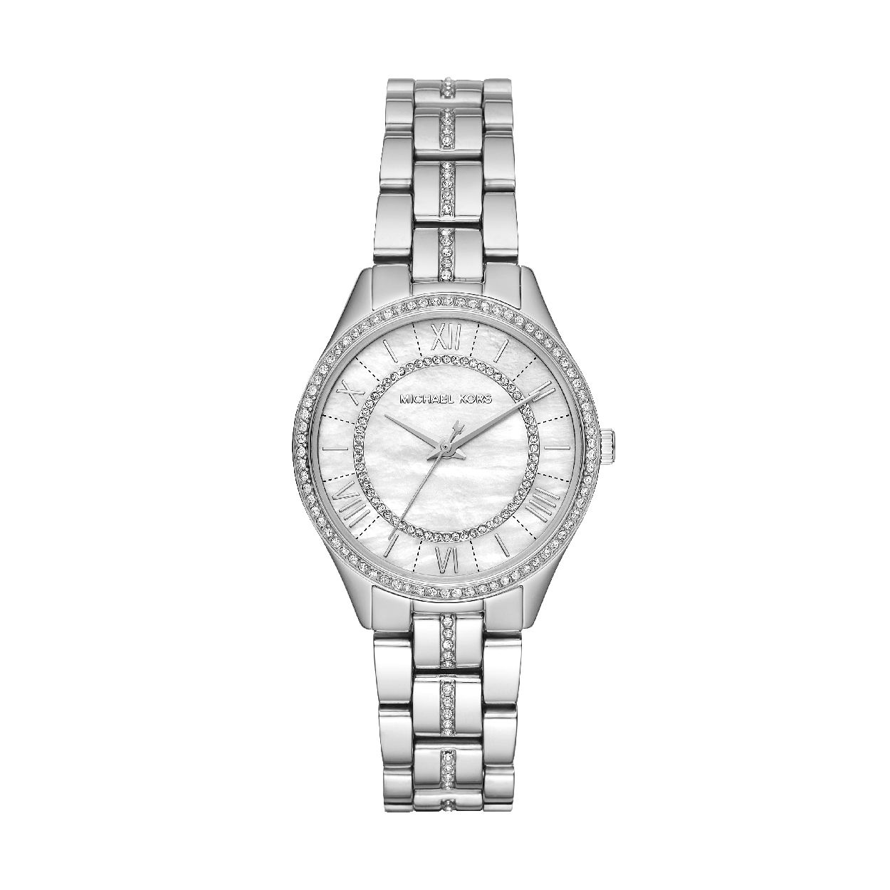 Michael Kors dames polshorloge staal met stalen band collectie Lauryn.
Met zirkonia. 5 ATM waterdicht.