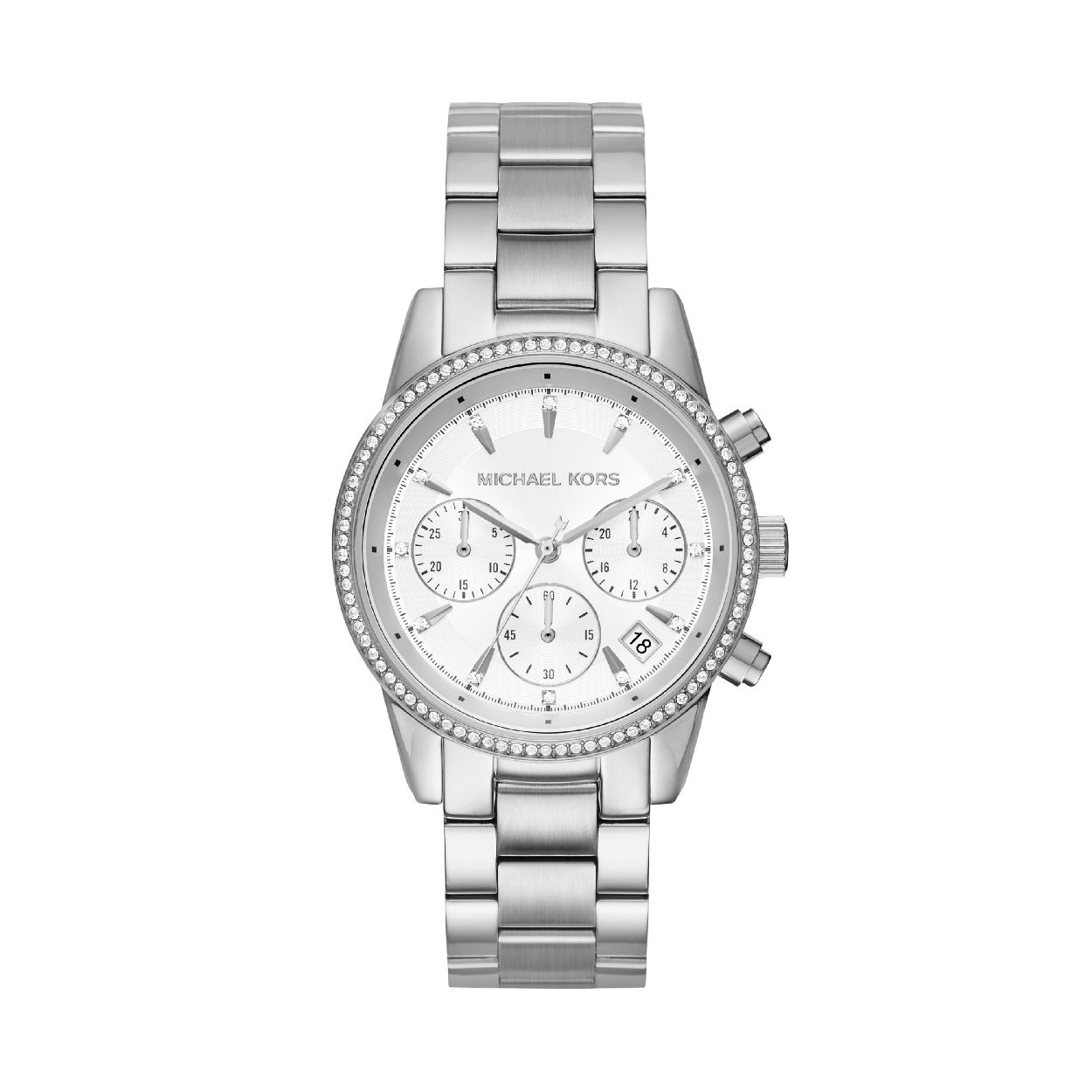 Michael Korz quartz dames pols horloge model MK6428 uit de Bryant collectie. Edelstaal met schakelband. 5 ATM waterdicht.
