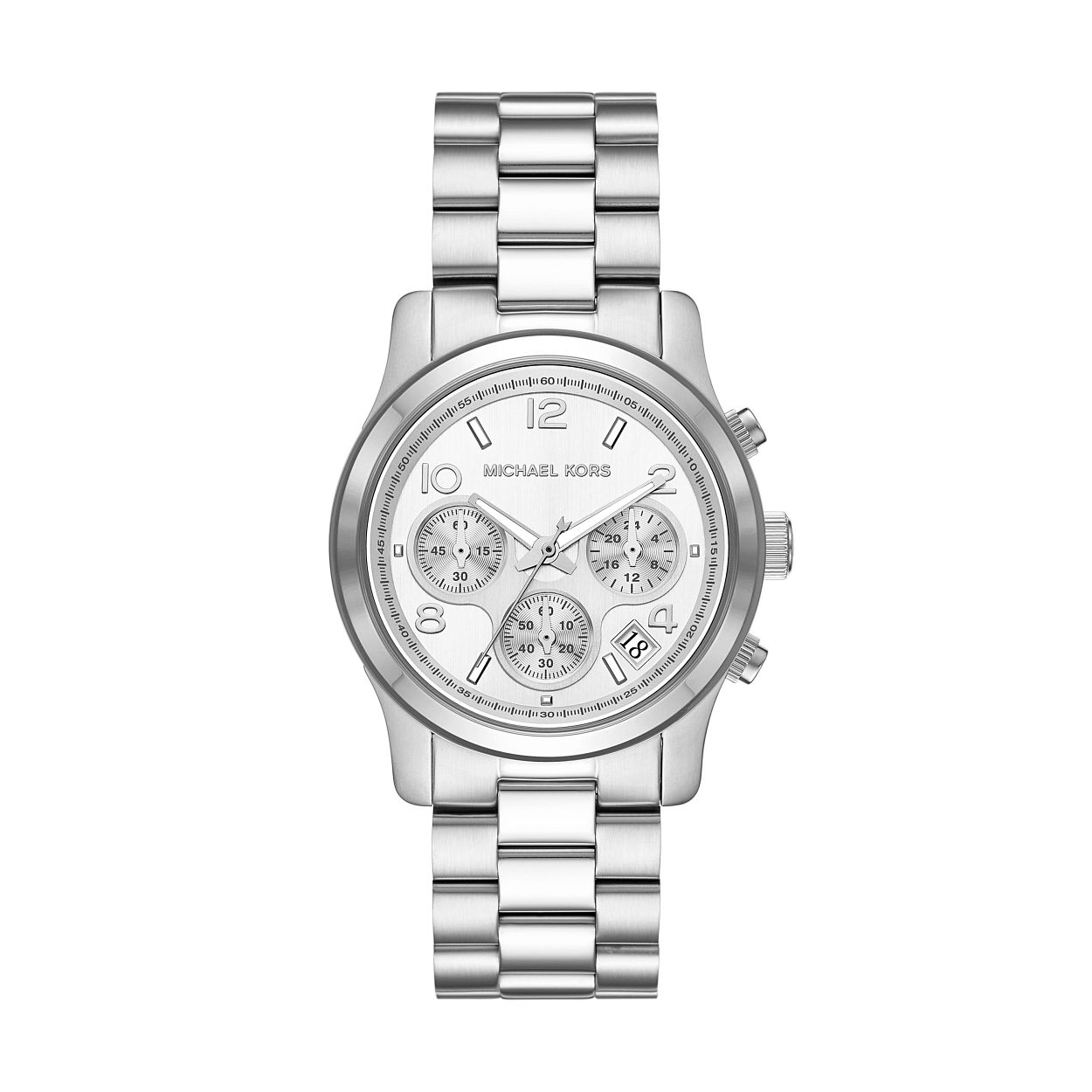 Het nu legendarische originele oversized Runway-horloge was te zien in de Michael Kors FW 2007 modeshow. Het horloge kwam die herfst in de winkels en verkocht uiteindelijk meer dan voor $ 346 miljoen tijdens zijn levensduur. Vandaag brengt Fossil dit iconische horloge opnieuw uit dat aan de basis stond van het fenomeen Michael Kors-horloges.

Dit Michael Kors horloge heeft een Roestvrijstaal kast met een diameter van 38 mm en is voorzien van een Roestvrijstaal band. In de kast bevindt zich een Seiko Instruments Inc. kwaliteitsuurwerk en is afgewerkt met Mineraalglas.