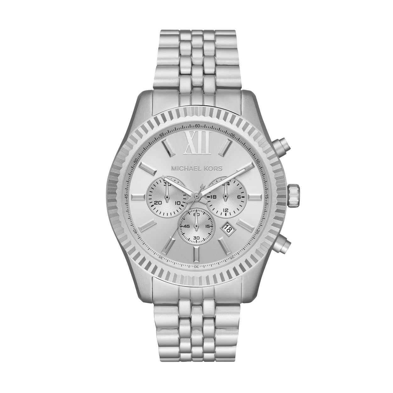 Dit is een elegant horloge van Michael Kors met een band van aluminium. De kast is gemaakt van aluminium.