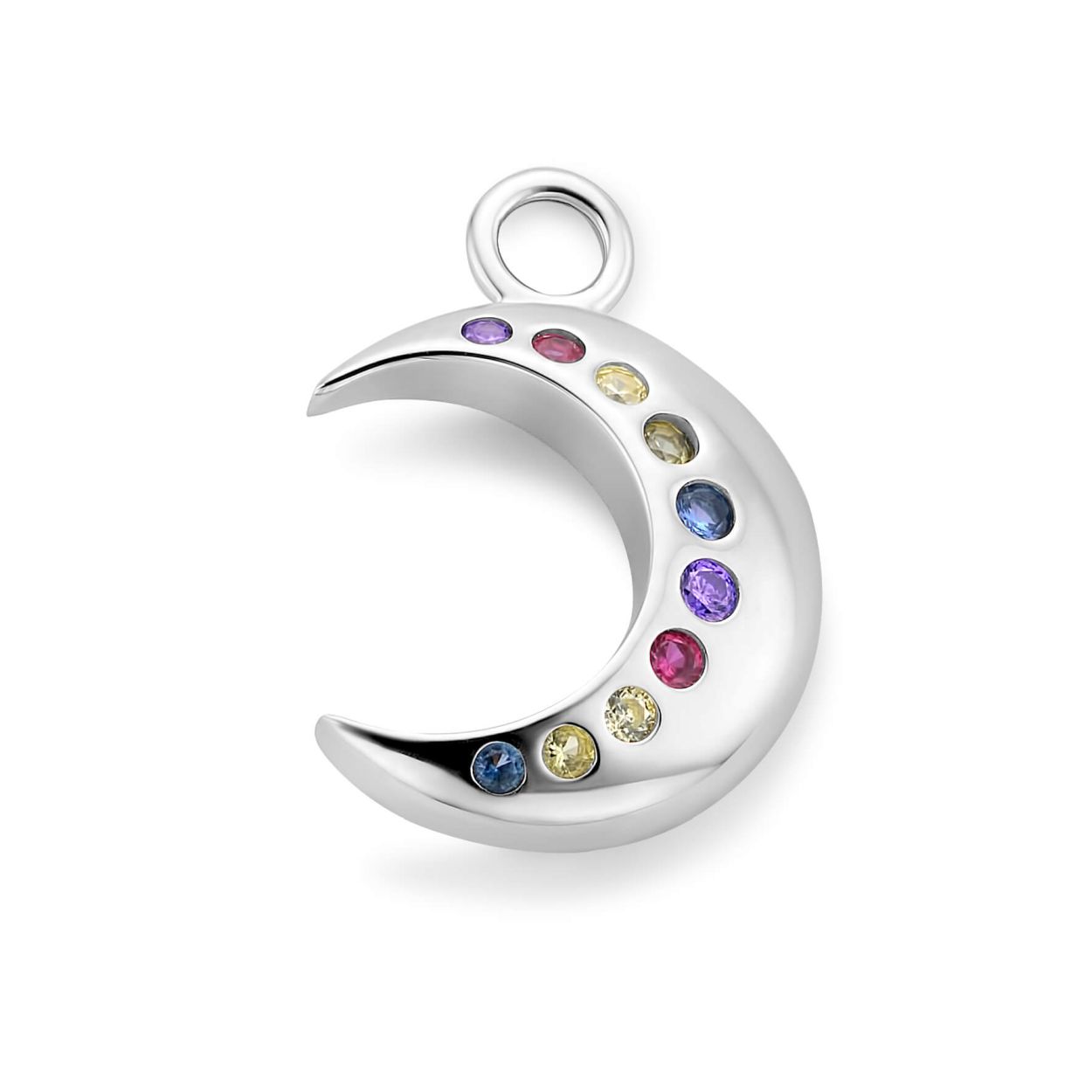 MMM BEDEL MOON 925 ZILVER MET RAINBOW COLORED CZ