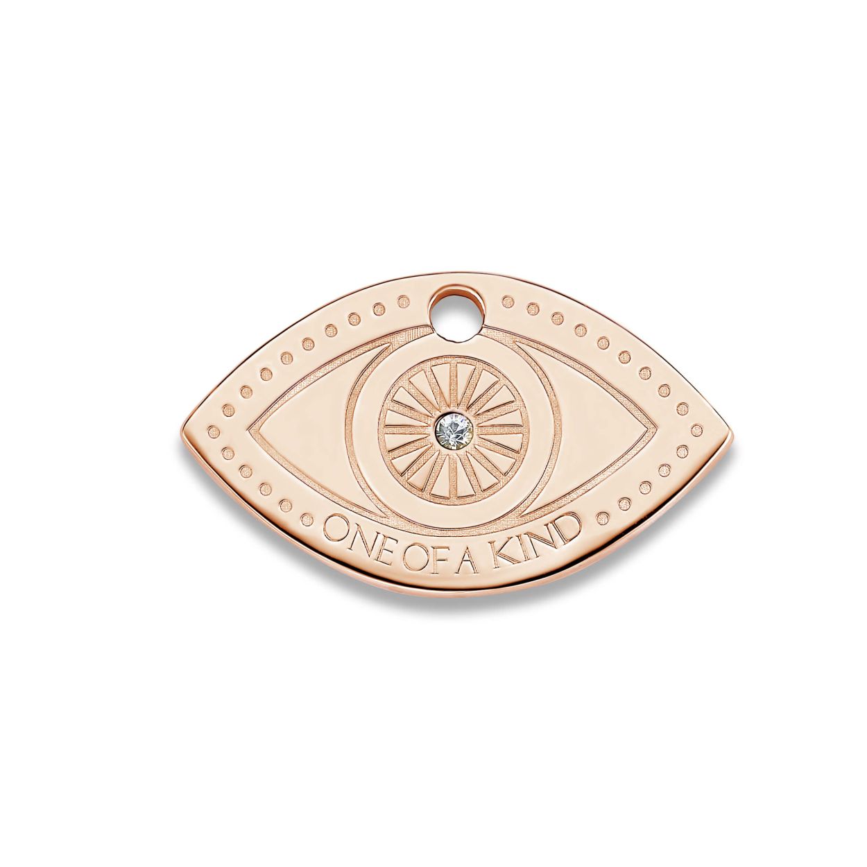 MMM EYE TAG 20MM 925 ZILVER ROSEGOUD VERGULD MET SWAROVSKI CRYSTAL