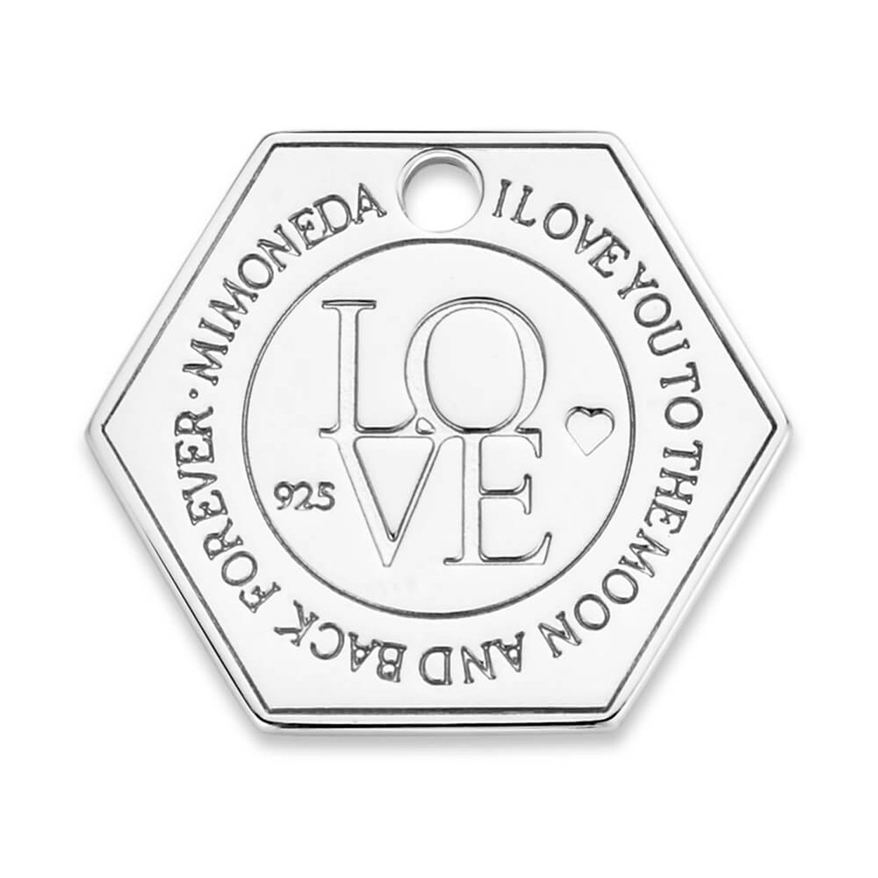 MMM LOVE TAG HEXAGON 20MM 925 ZILVER