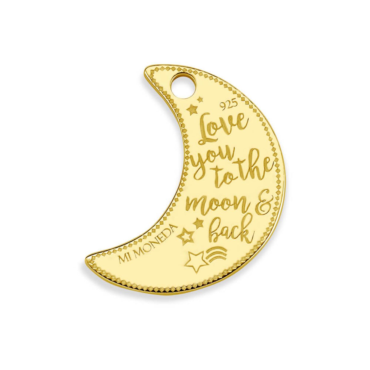 MMM MOON TAG 20MM 925 ZILVER GOUD VERGULD MET SWAROVSKI CRYSTAL