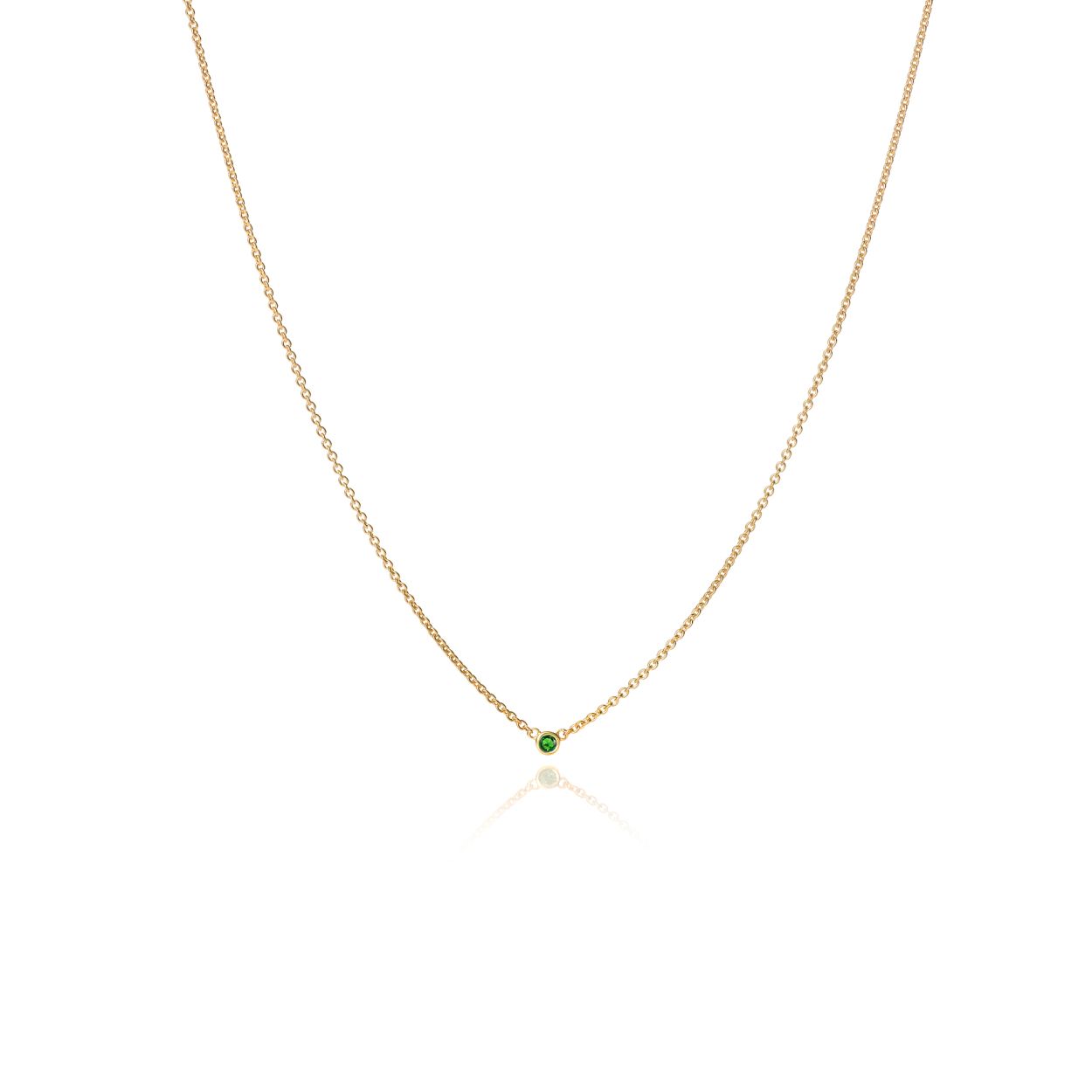Collier Button 14kts goud met Tsavorite