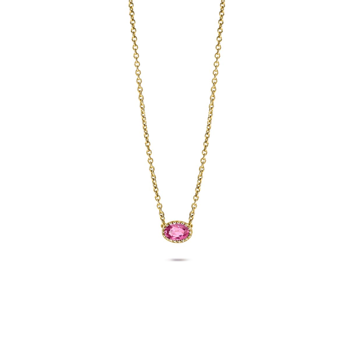 Miss Spring Collier + Hanger geelgoud model MSC507RT met roze toermalijn.