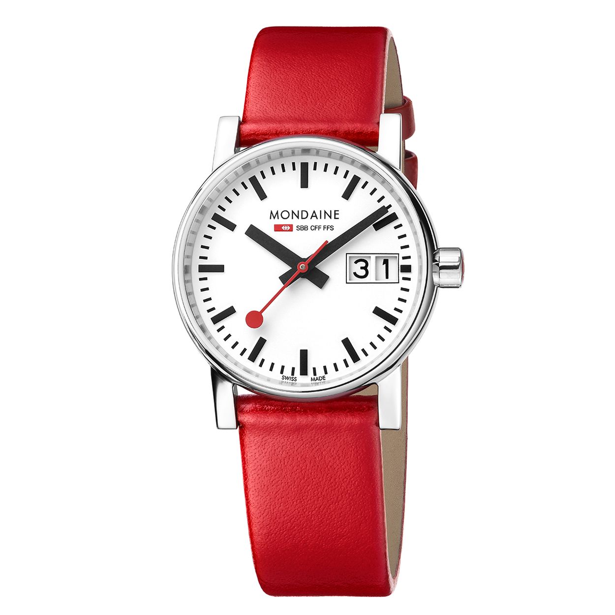 Mondaine - Staal horloge Evo2 30mm. Big Date 30m WR, Saffierglas - MSE.30210.LCV