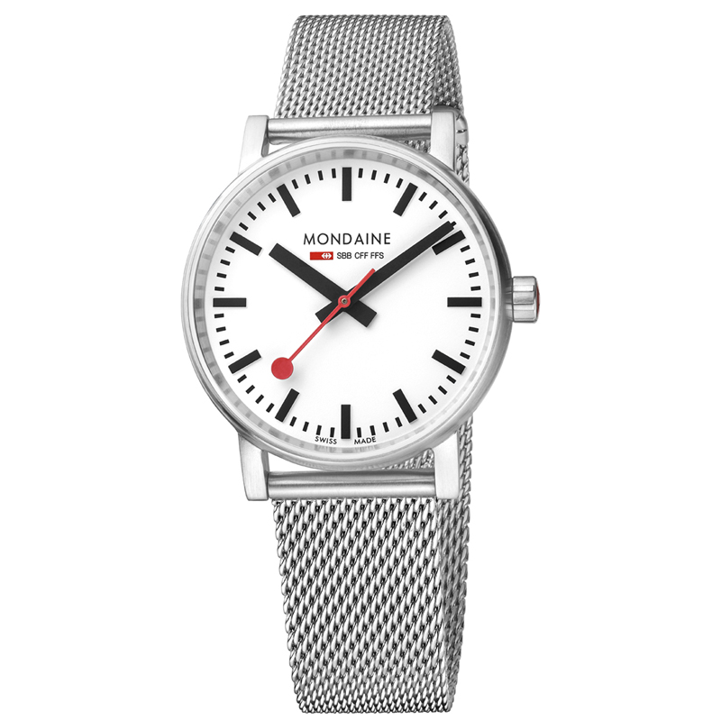 Dit design dameshorloge Mondaine SBB evo2 (MSE.35110.SM) is een stijlvol horloge. Bovendien is de witte wijzerplaat geïnspireerd op de originele Zwitserse stationsklok. Daarnaast heeft het horloge krasvast saffierglas en een matte licht gebolde horlogekast met een kastdiameter van 35mm. Verder is de band van het horloge van Milanees gevlochten staal.  Ten slotte is dit Mondaine SBB evo2 horloge (MSE.35110.SM) passend voor iedere gelegenheid.

Collectie Evo2
Kleur Band Zilverkleurig
Materiaal Band Mesh
Horloge Opties Geen Datumaanduiding
Diameter Horlogekast 35 Mm
Materiaal Glas Saffierglas
Waterdichtheid 3 ATM (Regen- & Spatwaterdicht)
Uurwerk Quartz
Kleur Wijzerplaat Wit
Horlogesluiting Druksluiting
Materiaal Horlogekas tStaal
Fabrieksgarantie 2 Jaar