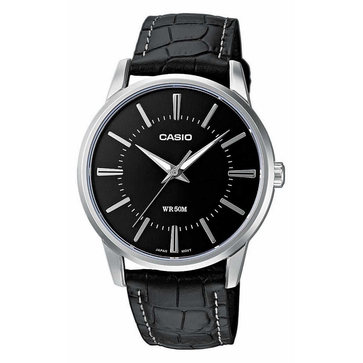 Dit herenhorloge is van het merk Casio. Het is een analoog horloge gemaakt van edelstaal
De verdere specificaties van het horloge zijn als volgt:
Glassoort: mineraal
Kastmateriaal: edelstaal
Waterdichtheid: 5 ATM
Kastkleur: Zilver
Bandmateriaal: Leer
Bandkleur: Zwart
Kastmaat: 40
Wijzerplaatkleur: Zwart
Kastvorm: Rond
Sluiting: Gesp