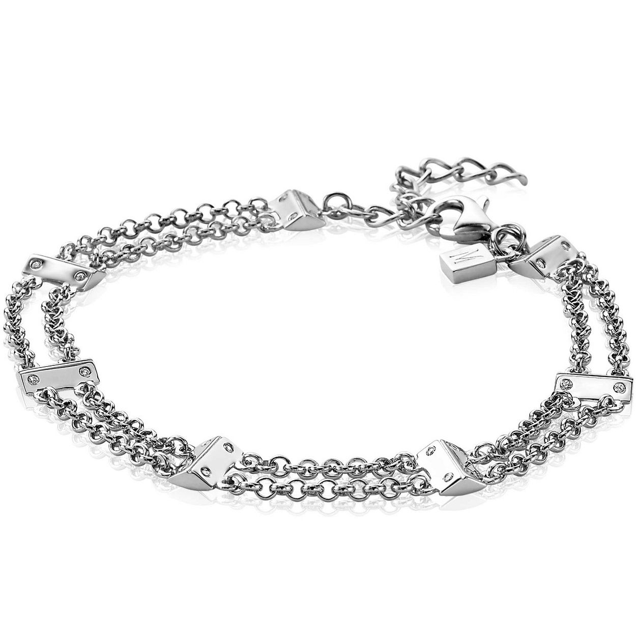 Mart Visser by ZINZI zilveren multi-look schakel armband witte zirconia's MVA21