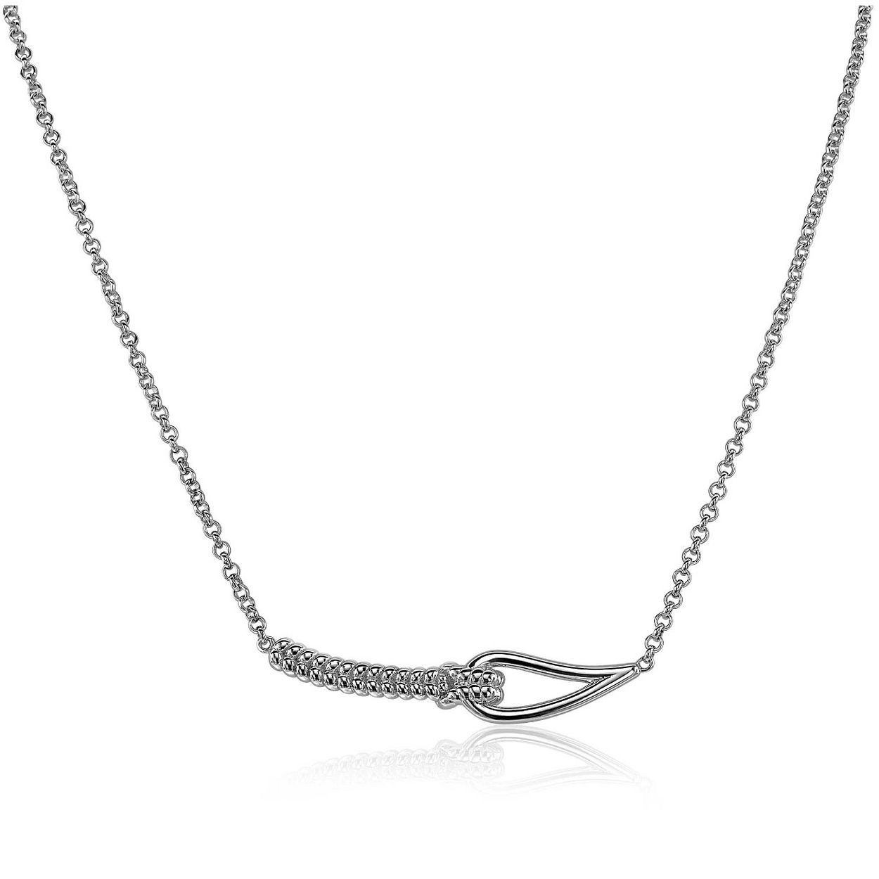 ZINZI zilveren luxe ketting 45cm met een luxe geknoopte koordschakel. Exclusief ontworpen door Mart Visser. Vervaardigd van eerste gehalte zilver (925) en met extra rodiumlaag voor een langdurige glans.