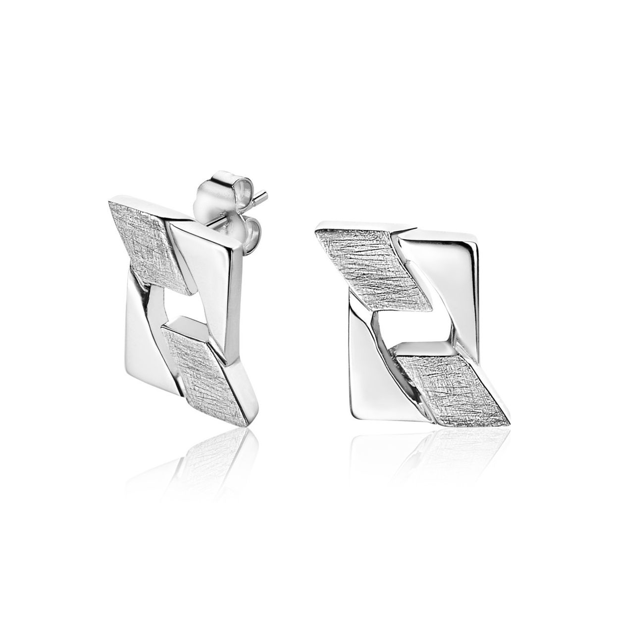 Mart Visser by ZINZI zilveren gourmet oorsieraden breed 10mm MVO11