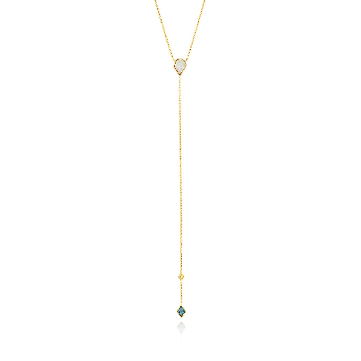 TURQUOISE AND OPAL COLOUR Y NECKLACE 
Deze Ania Haie ketting uit de serie Mineral Glow is 925 zilver met 14K gold plating. De Mineral Glow serie bestaat uit opvallende items die goed te combineren zijn met de andere collecties. 

SPECIFICATIES
- Turquoise and Opal Colour Y Necklace 
- Ketting
- 925 zilver met 14K gold plating
- Zirkonia
- Veersluiting
- 48 - 53cm + 13,7cm
- AH N014-01G