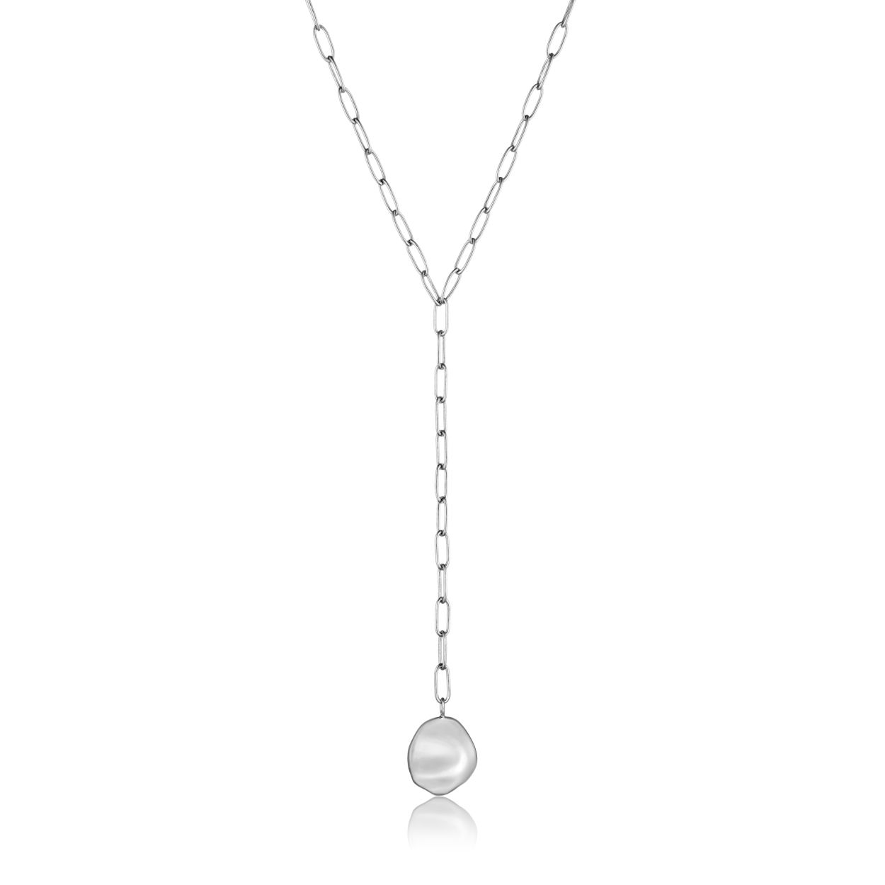CRUSH DISC Y NECKLACE Deze Ania Haie ketting uit de serie Metal Crush is 925 zilver gerhodineerd. De items van de Metal Crush serie staan voor eigentijds design gecombineerd met gewaagde structuren.