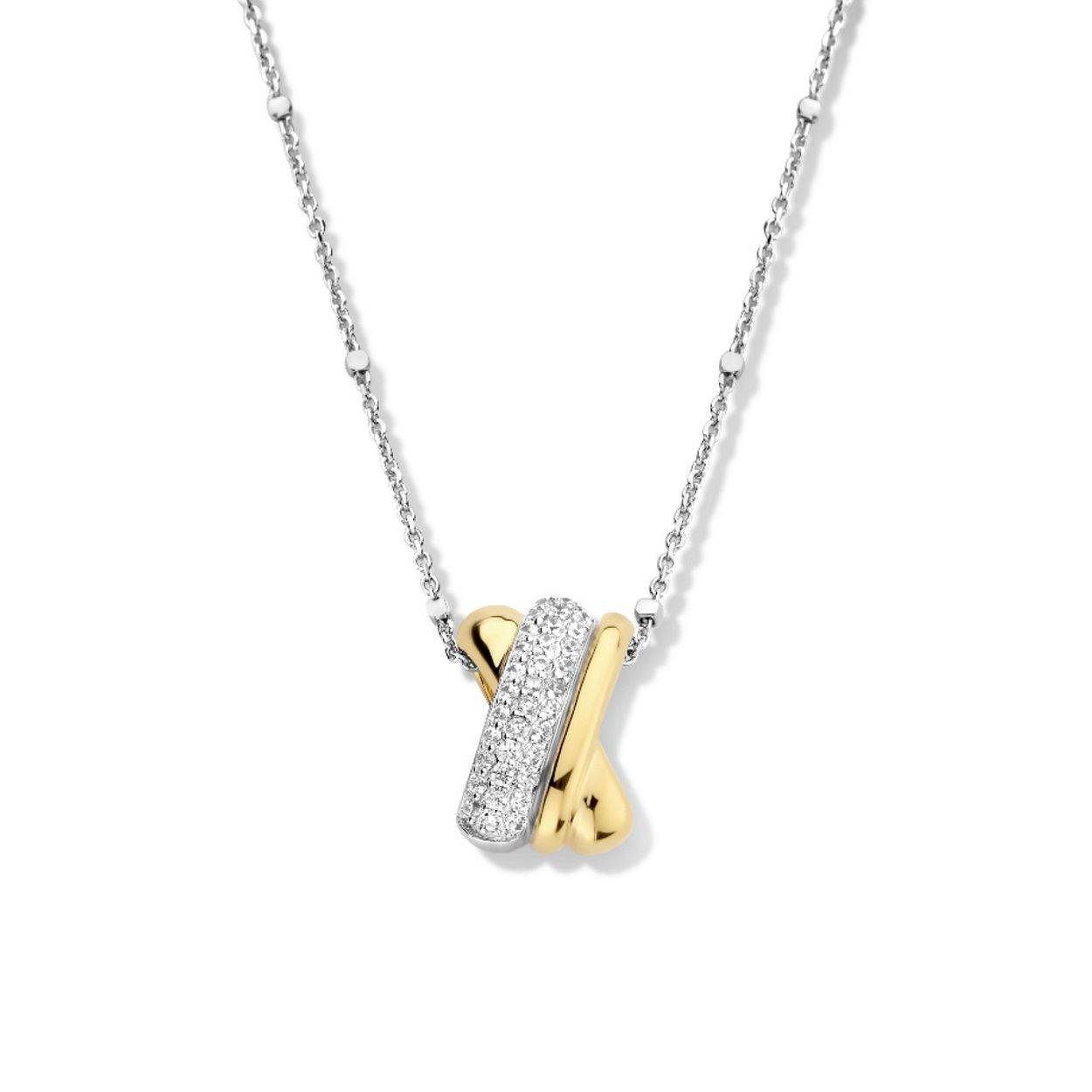 Zilveren bicolor ketting + hanger gezet met zirconium Naiomy Silver