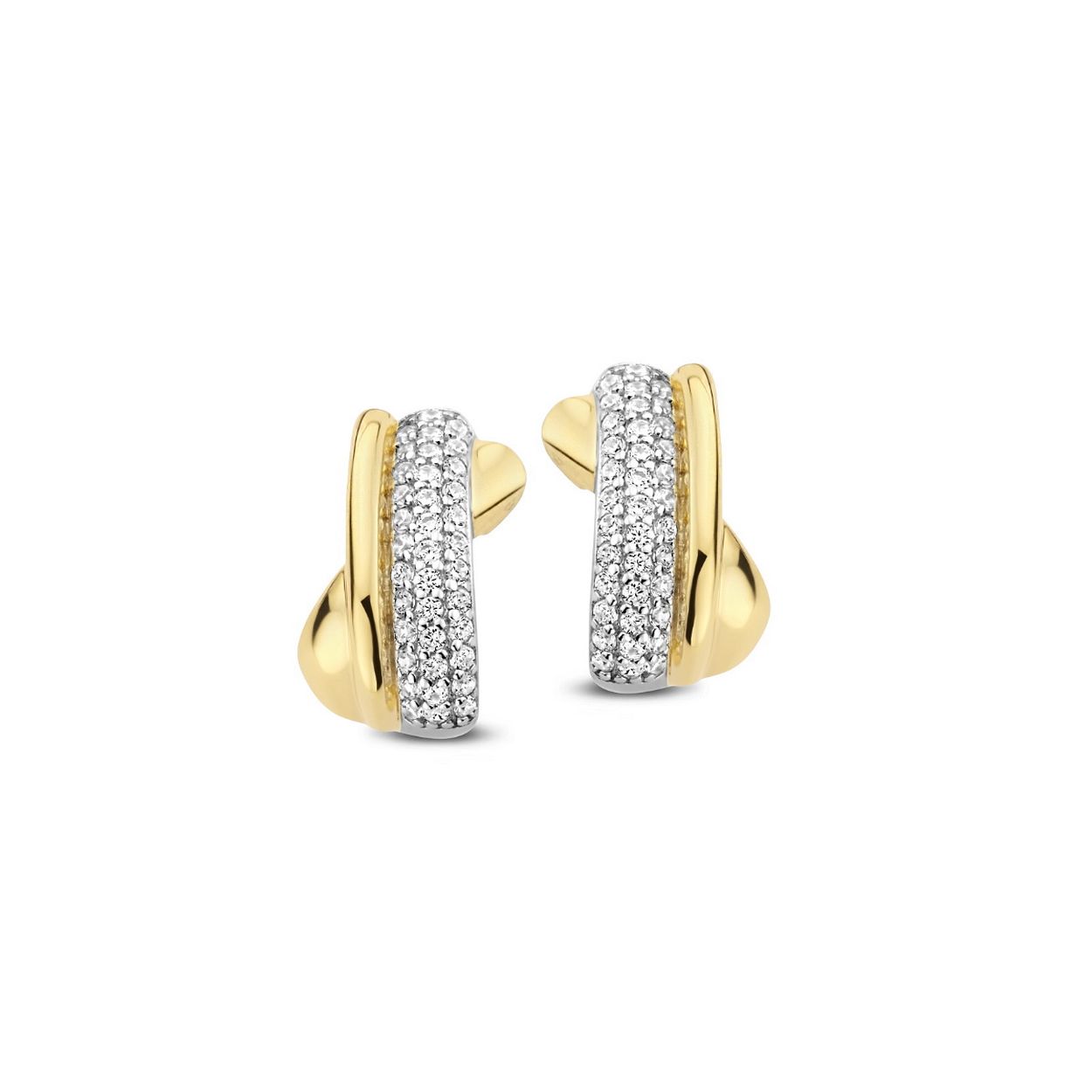 NAIOMY BICOLOR-OHRRINGE MIT ZIRKONIUM BESETZT NAIOMY SILVER DAMES N1H56