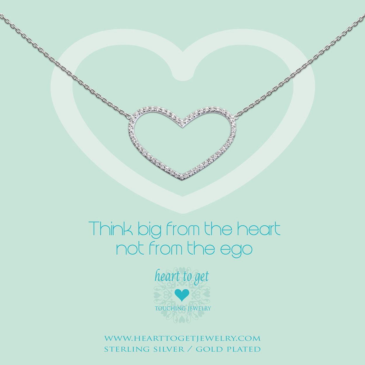 Heart To Get N230Hzs14S Ketting Zilverkleurig Hart Zirkonia Recht Is Van De Think Big From The Heart Not From The Ego Collectie