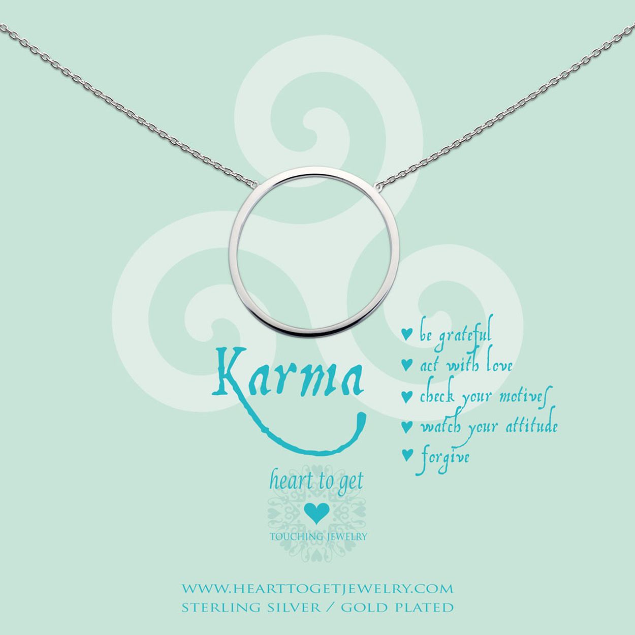 Heart To Get N237Bkr14S Ketting Zilverkleurig Groot Karma Is Van De Karma, Be Grateful.. Collectie