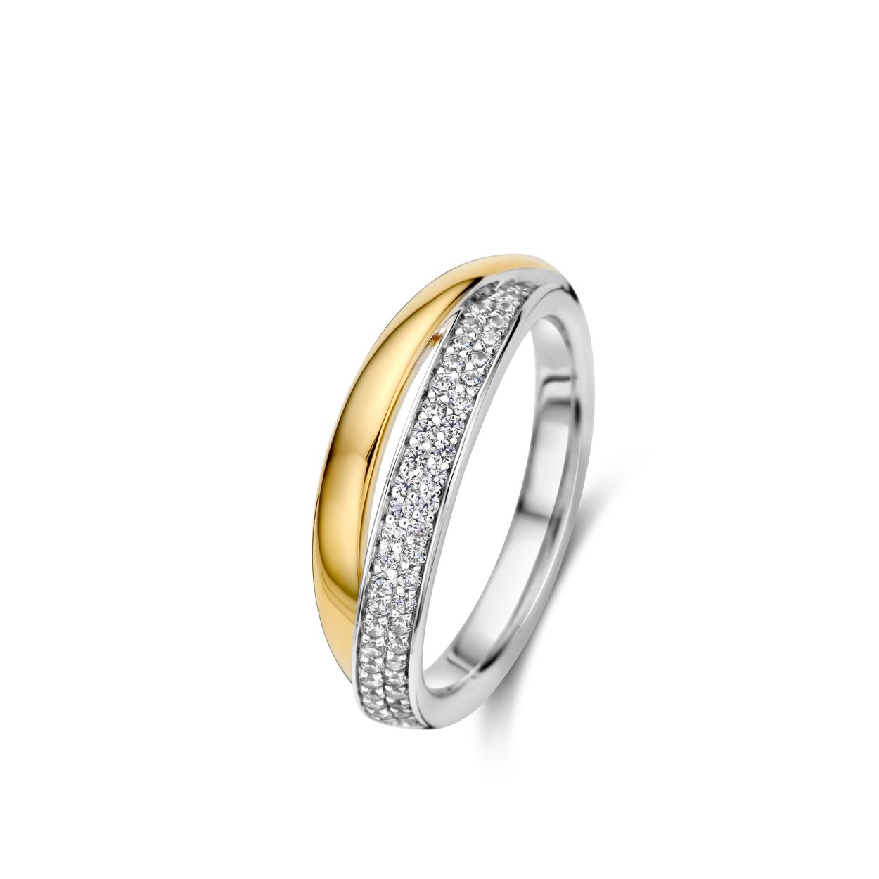 Zilveren bicolor ring met zirconia Naiomy